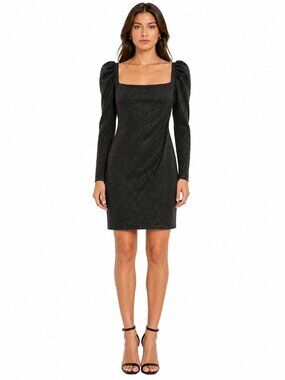 1 State Midnight Rich Black Size Large Garden Rich  Long Sleeve Dress